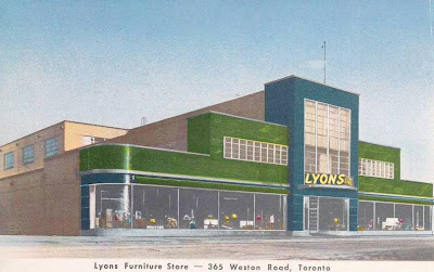 Furniture Stores California on Postcard   Toronto   Lyons Furniture Store   365 Weston Road   1952