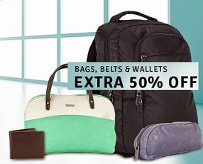 Great Deal: Extra 50% Off on Belts, Wallets, Bags, Clutches, Backpacks, Luggage & more @ Flipkart 