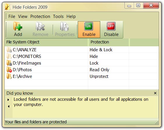 Hide Folders 2009 3.8.1.661