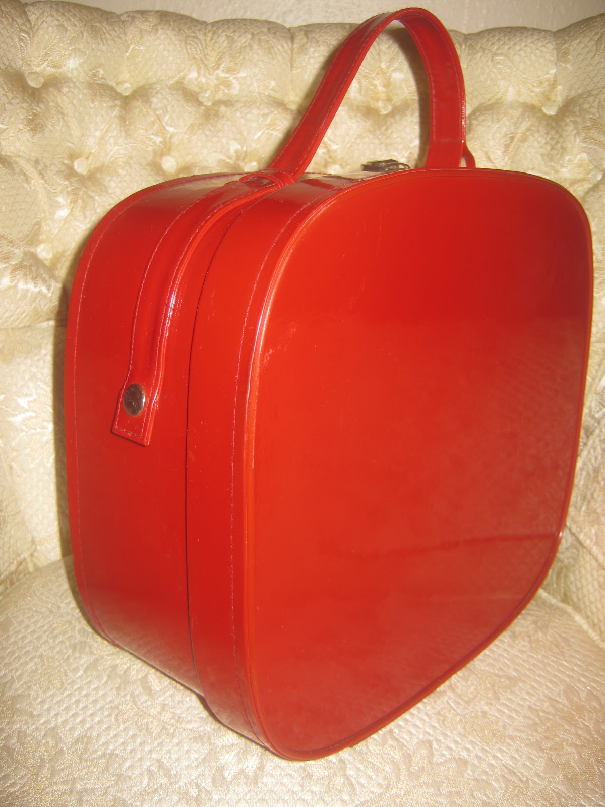 vintage red patent leather train