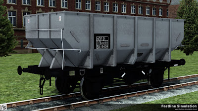 Fastline Simulation: A freshly repainted dia. 1/146 unfitted 21t coal Hopper with boxed HOP 21 coding.