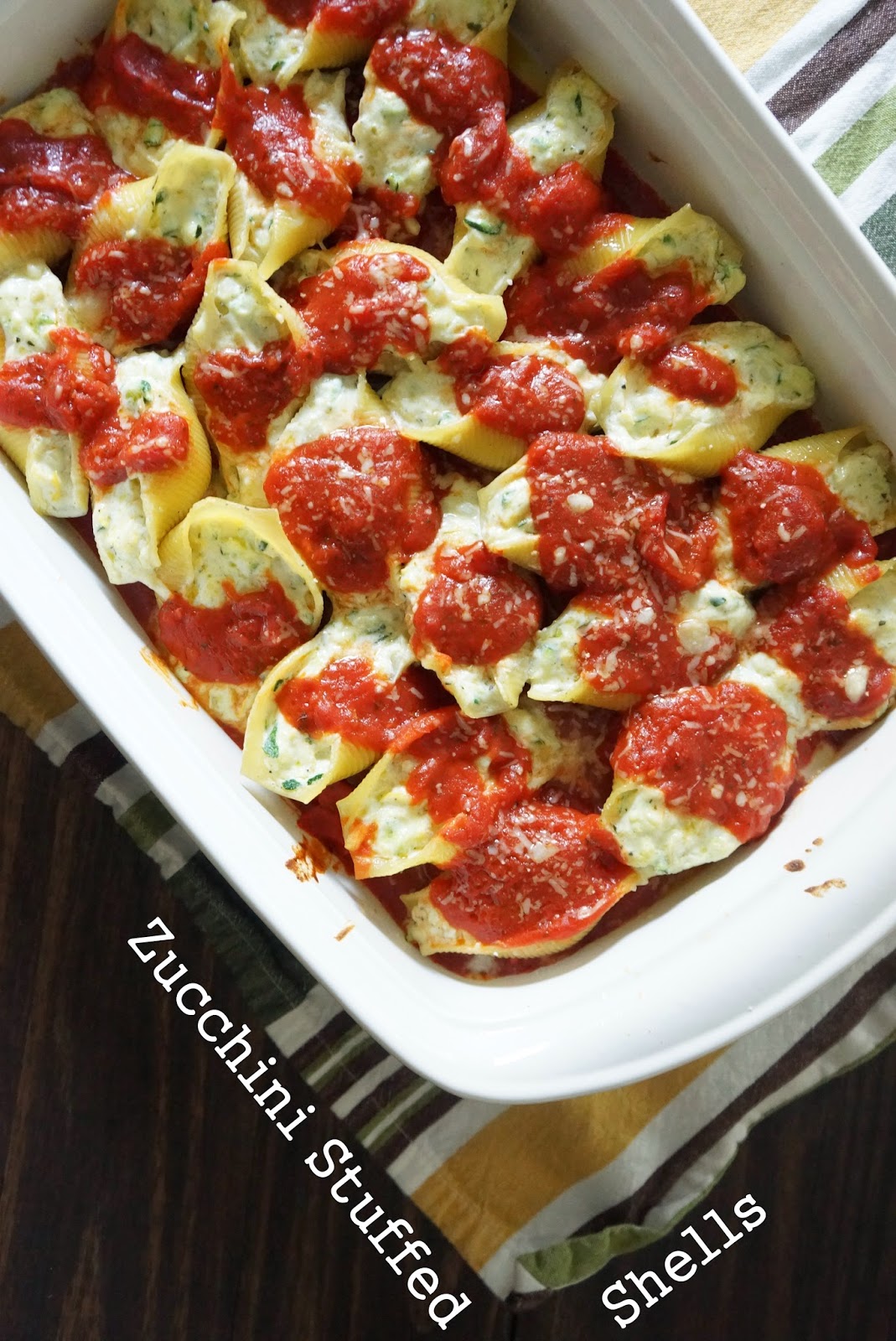Zucchini Stuffed Shells - total time 45 minutes - Alley's Recipe Book