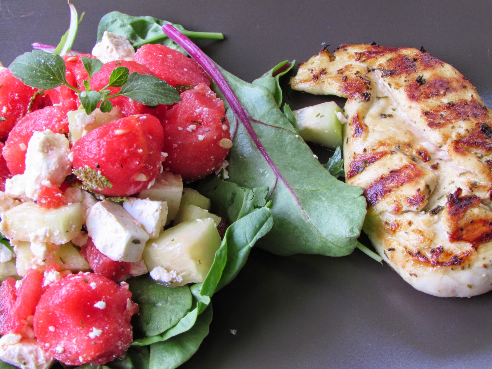 STAR Fine Foods Marinated Grilled Chicken with Watermelon Feta Salad