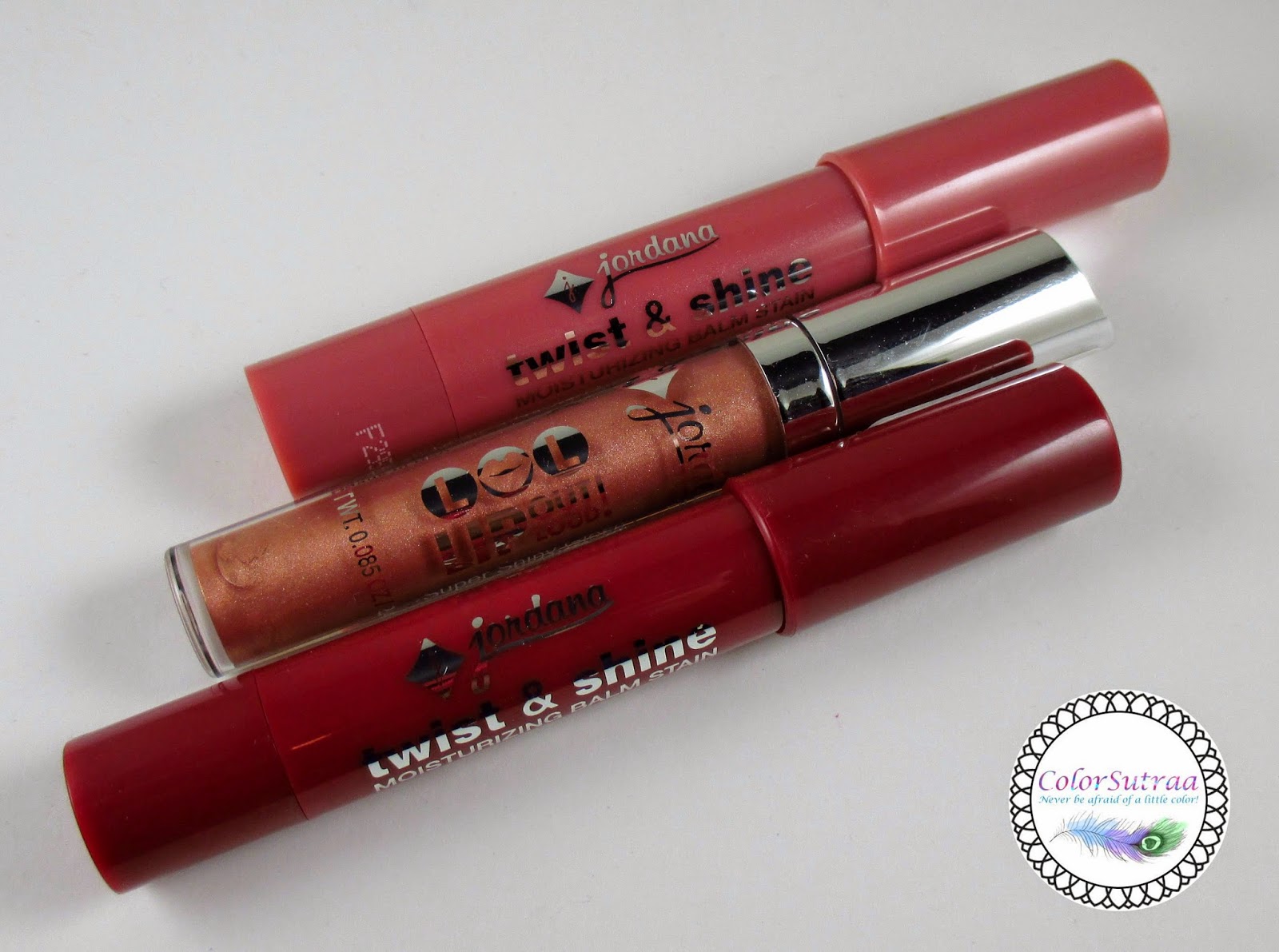 JORDANA Twist and Shine Moisturizing Balm Stains and Lip Out Loud Super Shiny Gloss (NEW shades