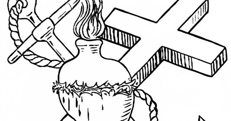 Sacred Heart, Anchor and Cross for Coloring | Color The Bible