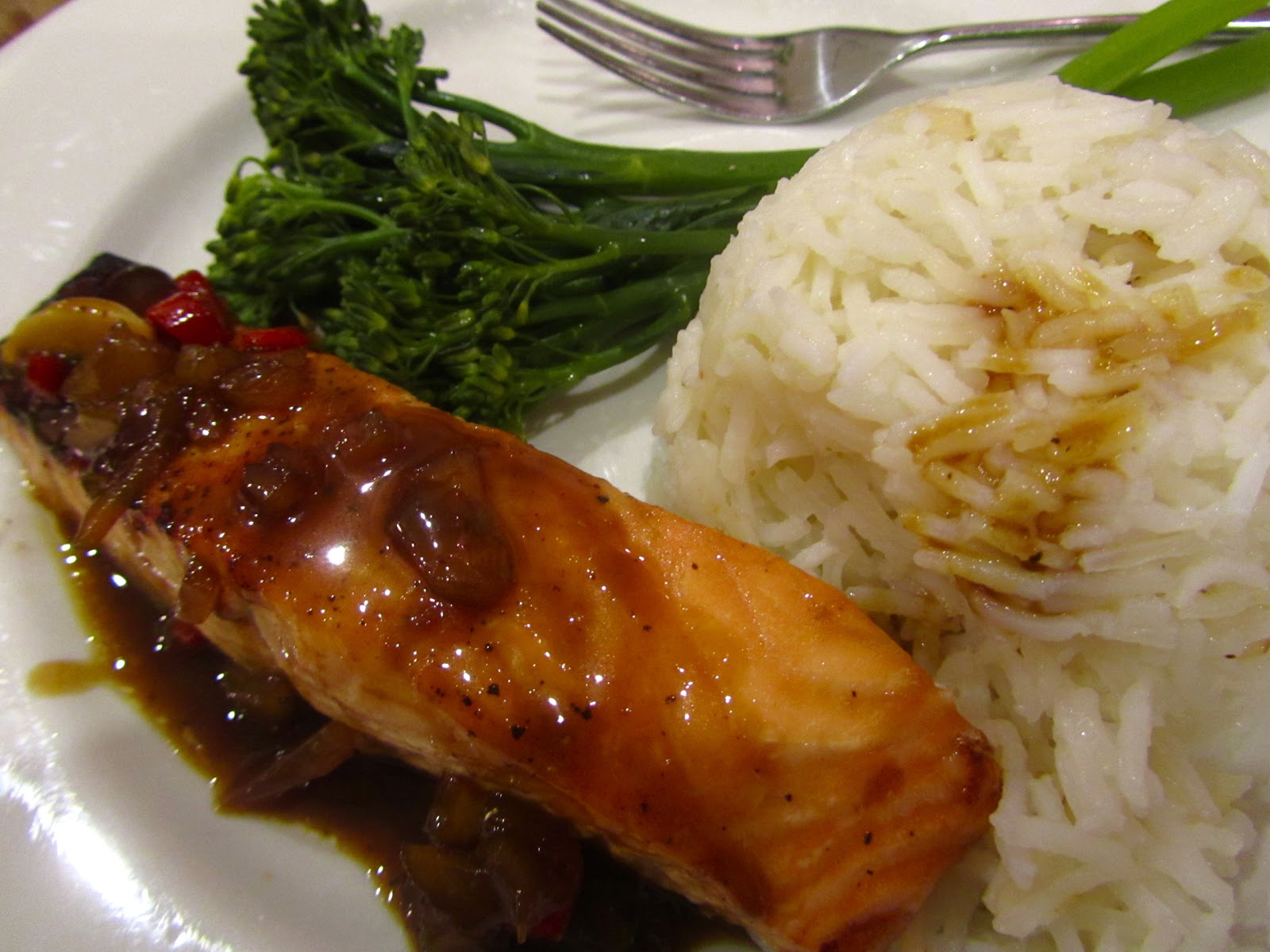 Salmon with chilli ginger sauce