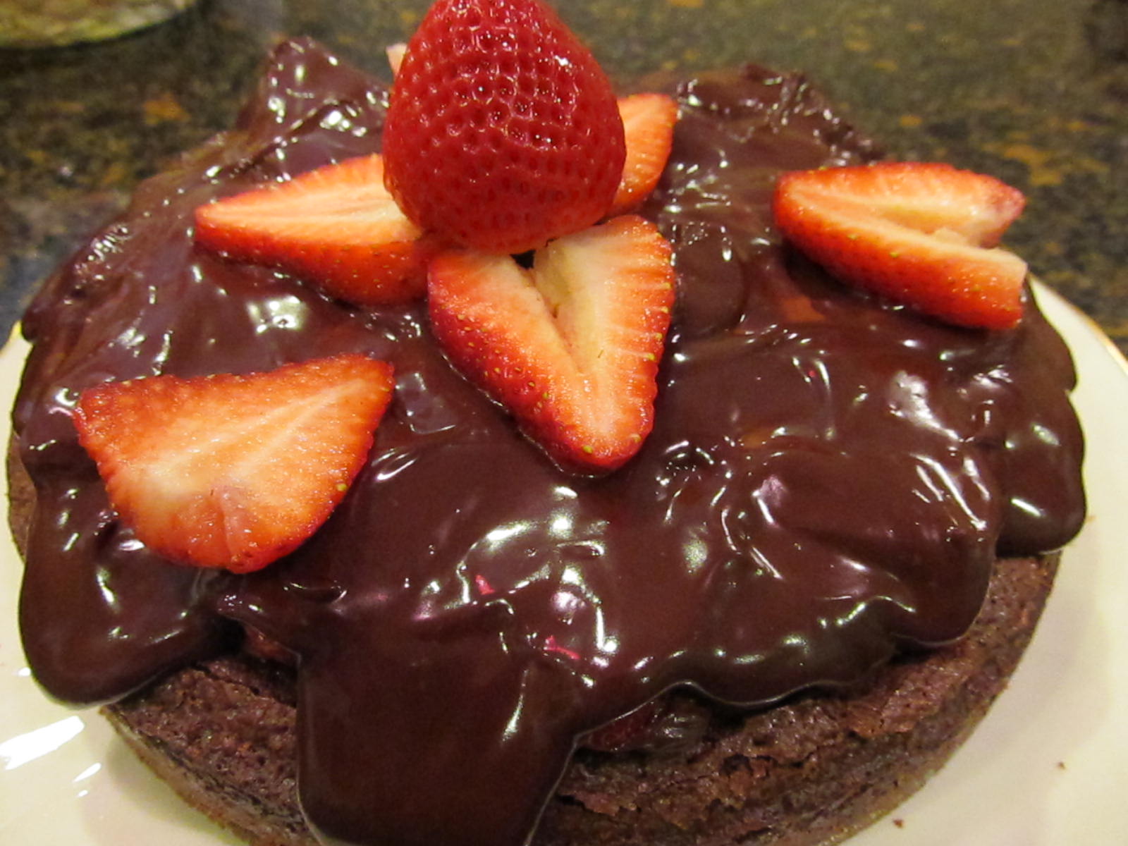 Kim's Cooking and Gardening Chocolate Truffle Cake With Strawberries and Ganache