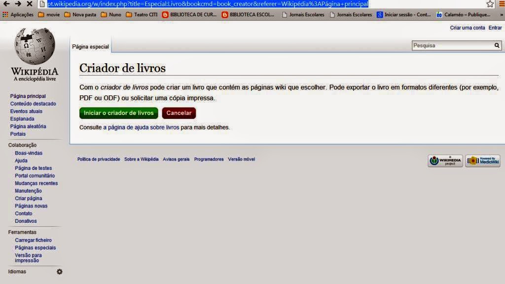 Cria Livros na Wikipédia