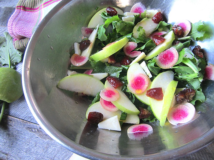 Winter Salad Blues Arugula with Radish, Manchego & Dates