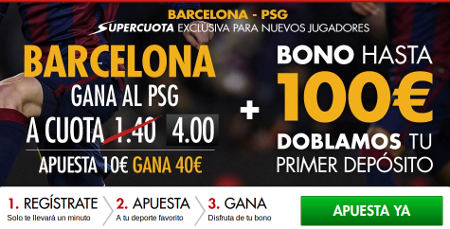 Sportium Super cuota 4 Barcelona vs PSG Champions 21 abril Sportium Super cuota 4 Barcelona vs PSG Champions 21 abril