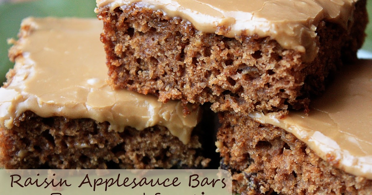 Raisin Applesauce Bars & Caramel Frosting Mostly Homemade Mom