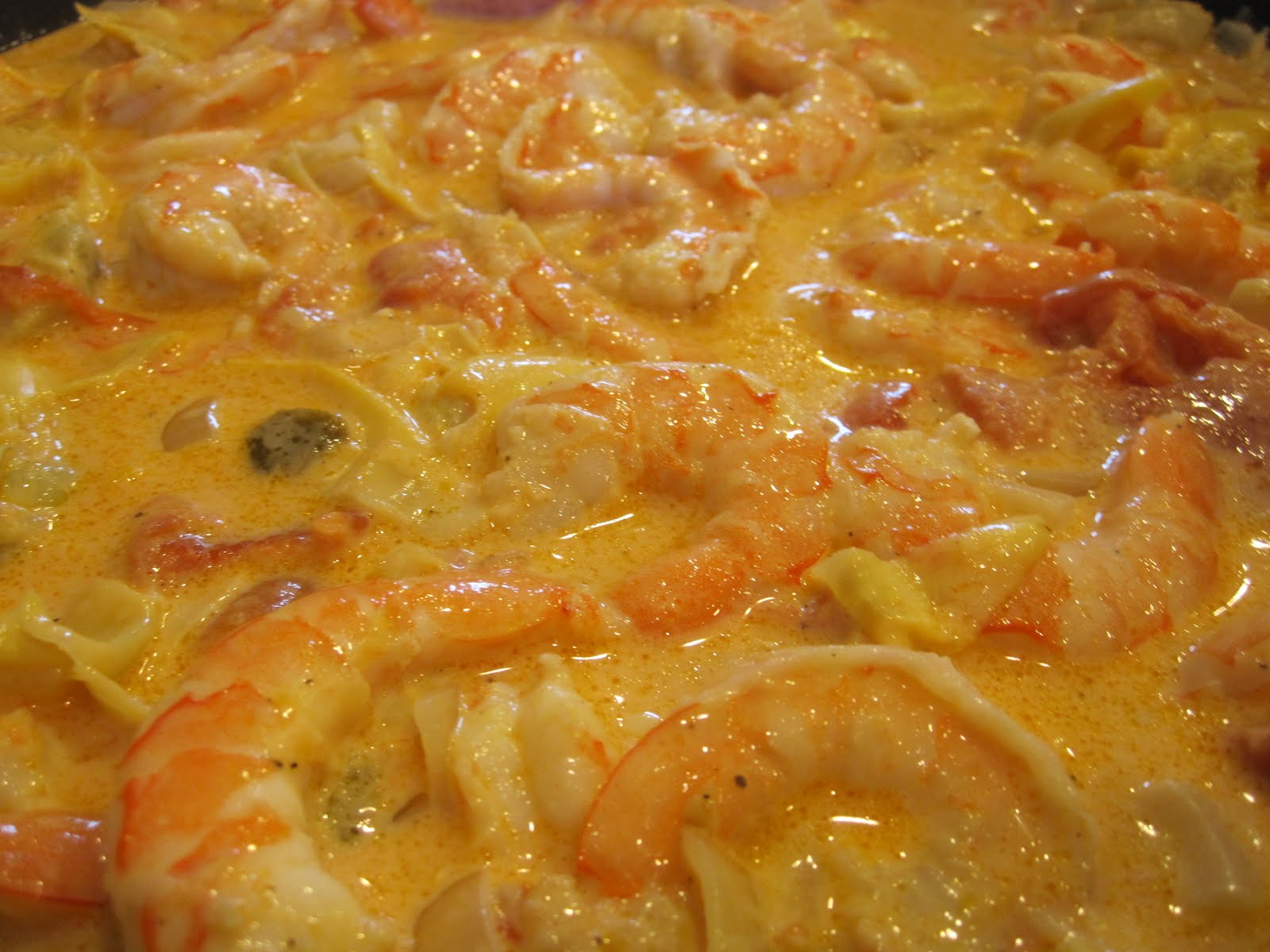 it's peanut butter shelly time! shrimp and artichokes in tomato cream