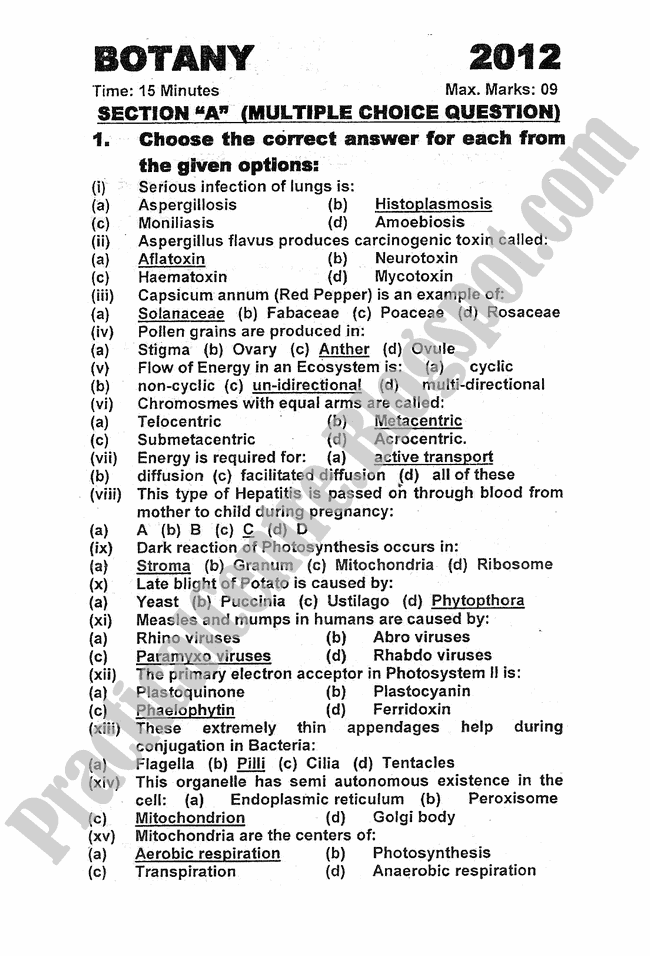 Botany-2012-five-year-paper-class-XI