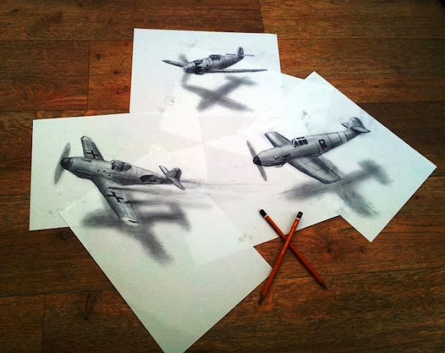Alucinantes dibujos en 3D sobre hojas planas de papel