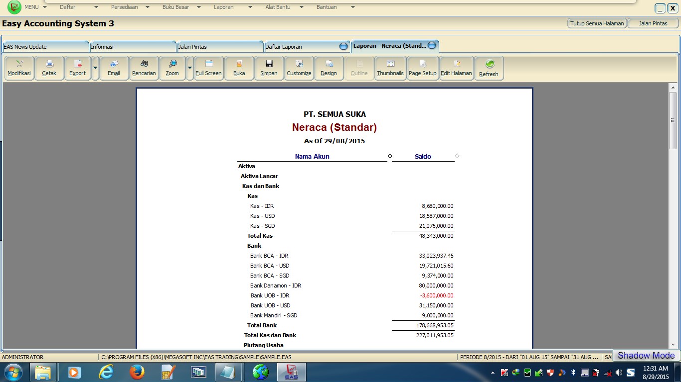 Trading company accounting system