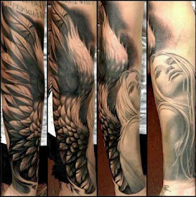 imagens tatuagens de anjos femininas masculinas no braço