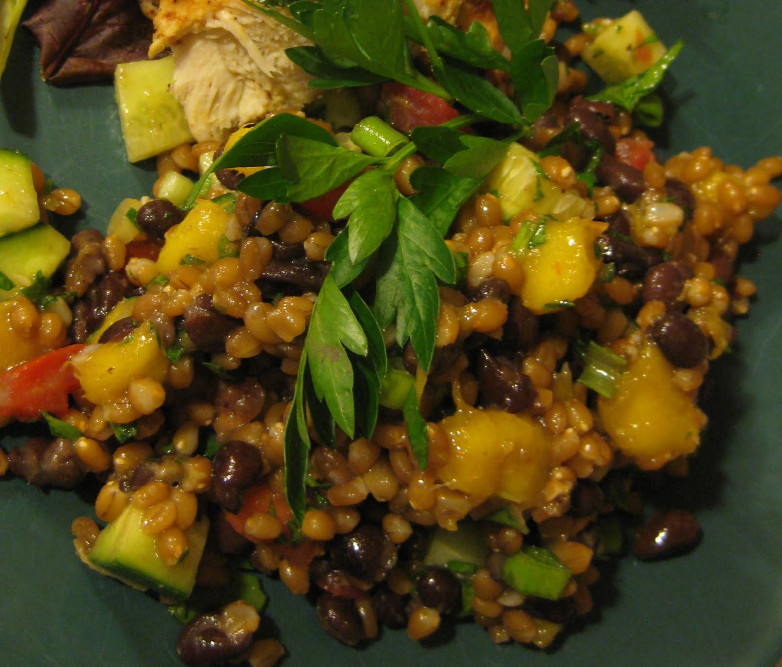 Chow Bella Wheat Berry Salad with Black Beans and Mango