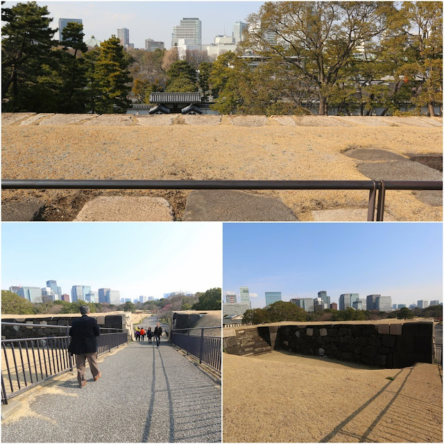 walking up to the top of the foundation of Edo Castle at Imperial Palace East Garden in Tokyo, Japan walking up to the top of the foundation of Edo Castle at Imperial Palace East Garden in Tokyo, Japan