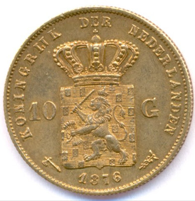 Netherlands 10 Gulden Golden Coin