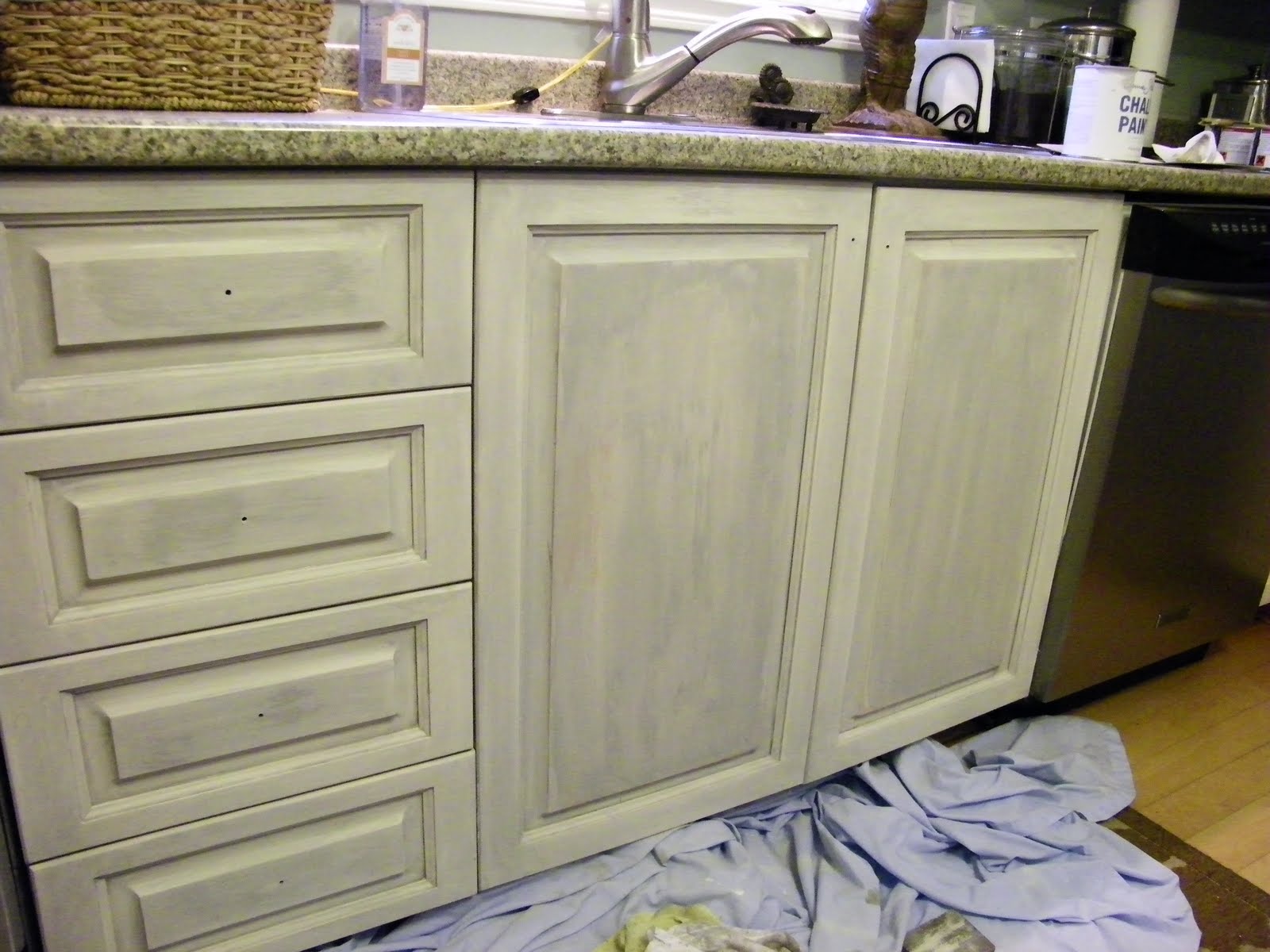 Glazing white kitchen cabinets Gray White Washed Kitchen Cabinets