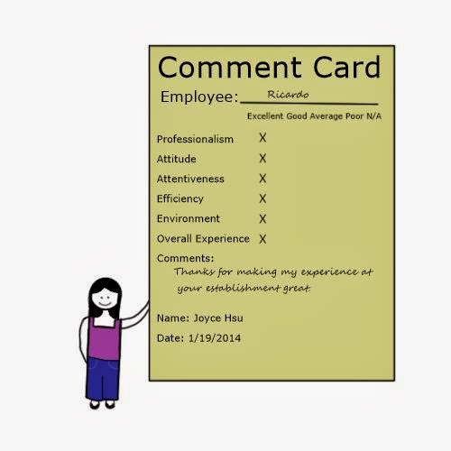 restaurant comment cards template