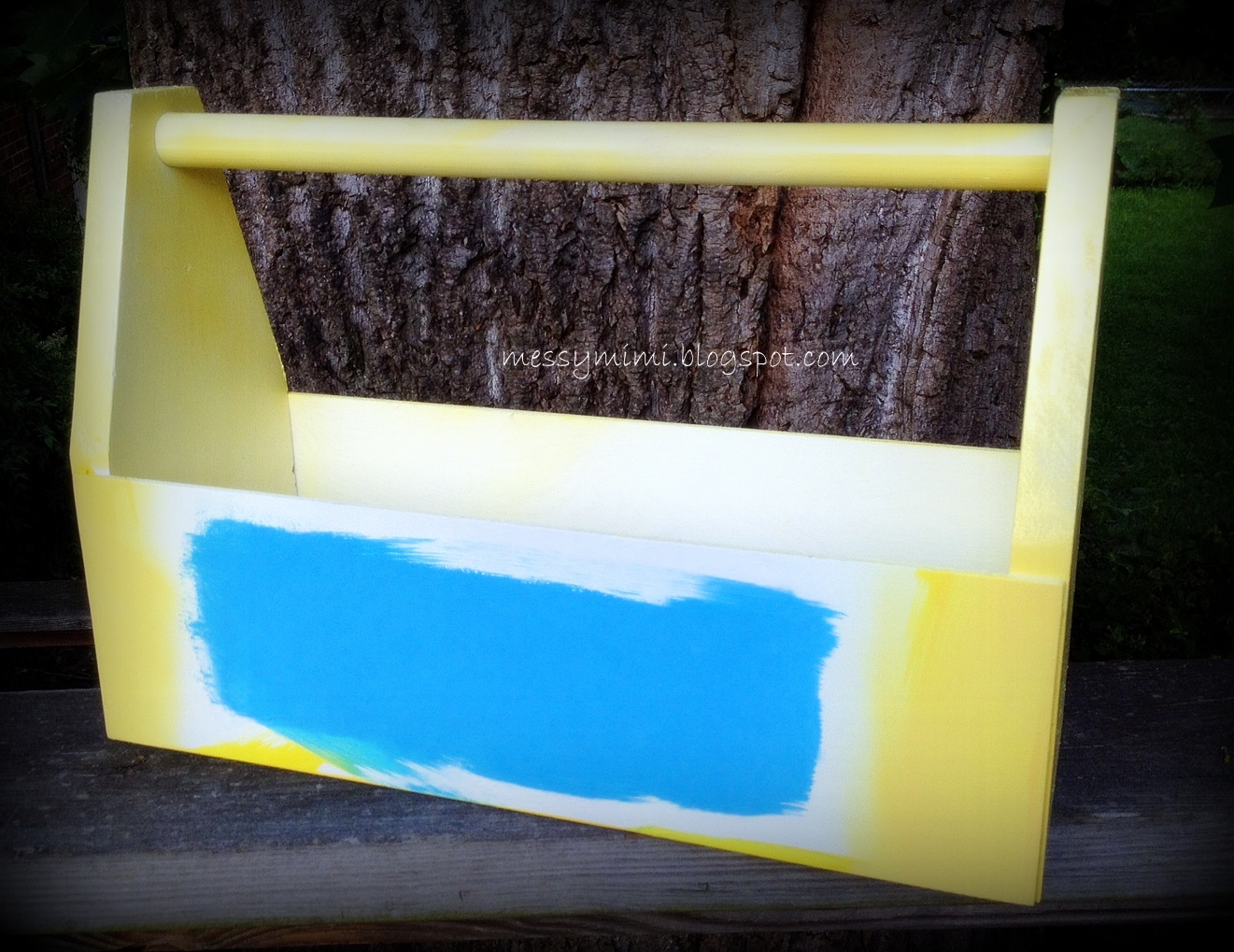 messy mimi Colorful Wooden Tool Boxes with a Little bit Of Chalkboard