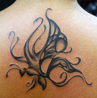 Tribal Butterfly Tattoo design on Upper Back