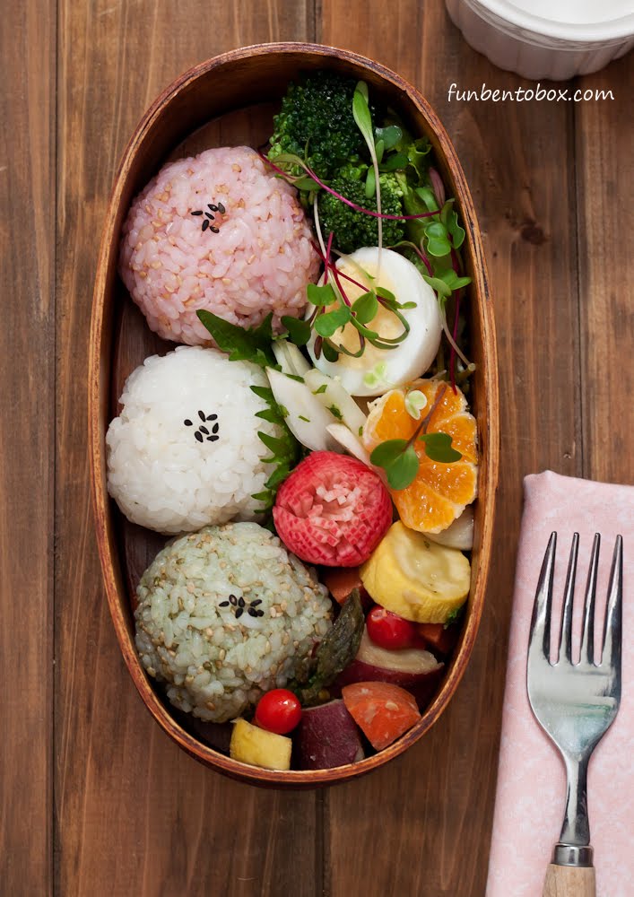 Spice Up Your Life With a Taste of Japan 3 Colored Rice Balls Bento