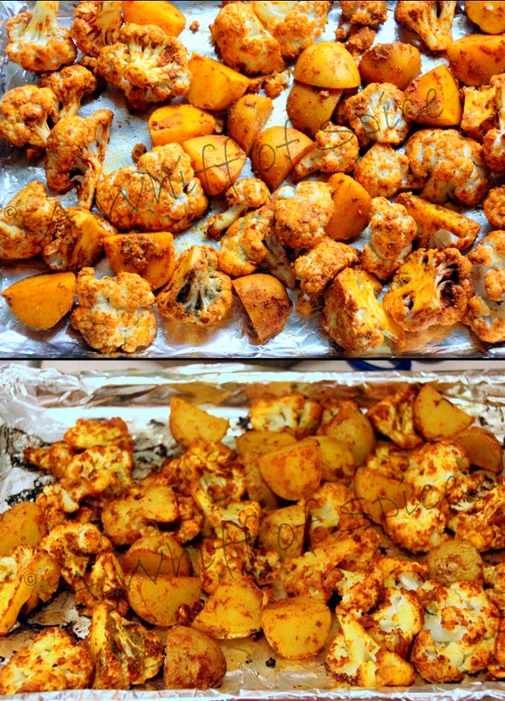 Oven Roasted Cauliflower and Potatoes Indian Style