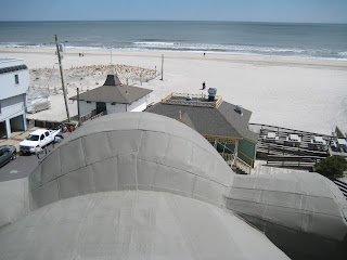 a view of a beach from a high angle
