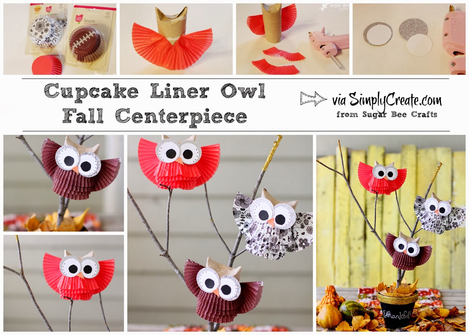 cupcake+liner+owl+fall+centerpiece.jpg 1.600×1.143 pixels Bee crafts