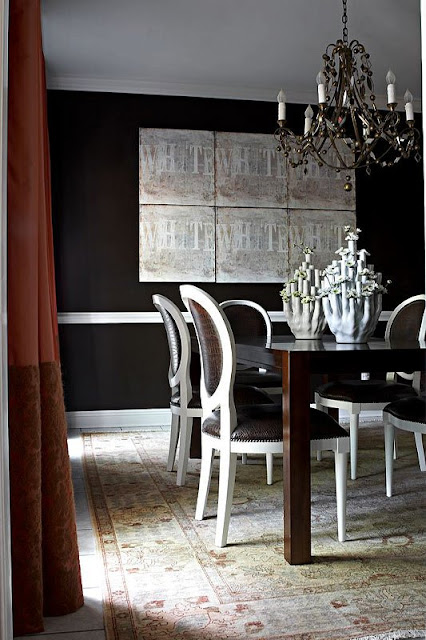 black and white dining room