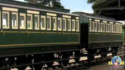 Sodor Thomas the train and friends Emily the tank engine two sparkling emerald green new coaches