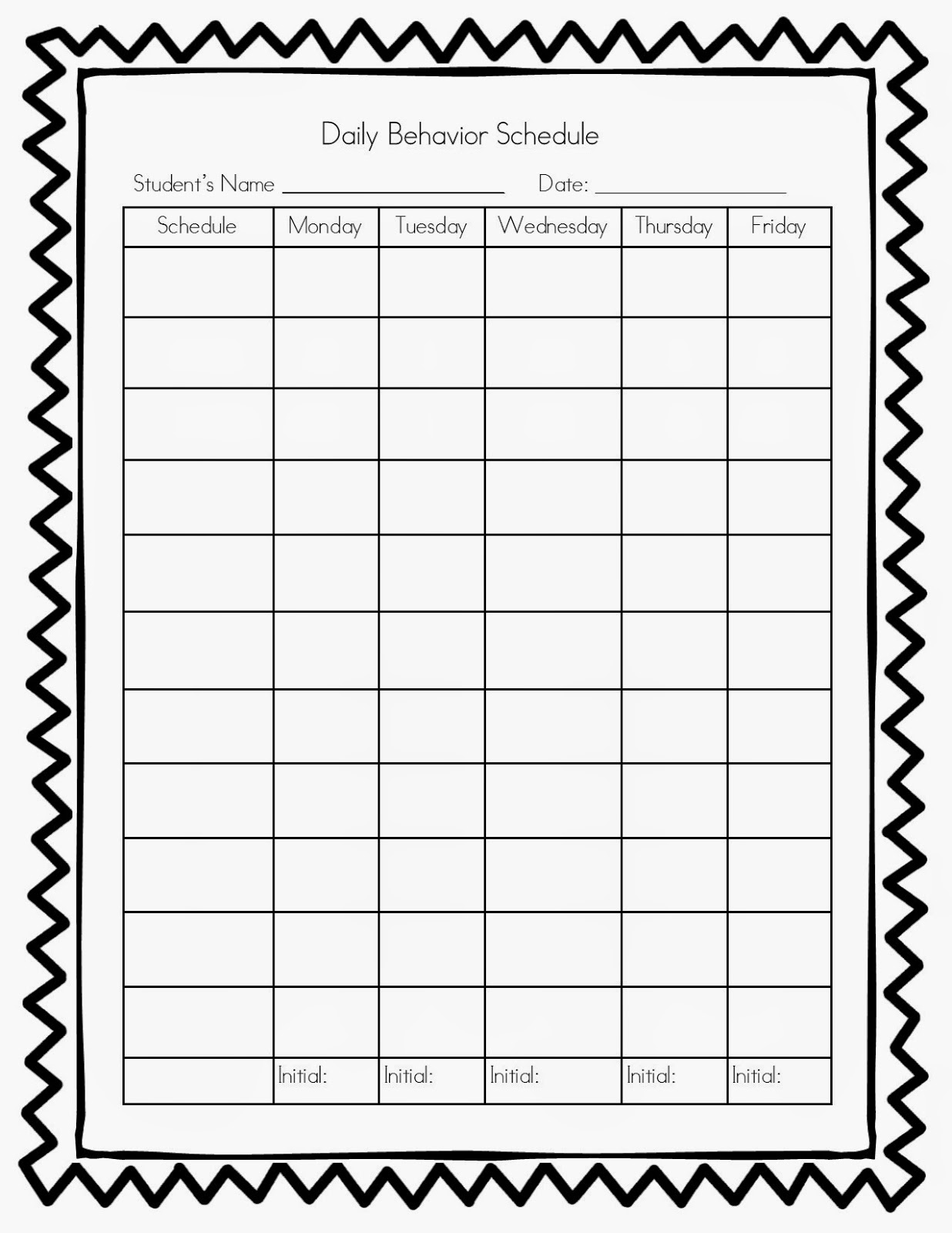 Blank Chart Template For Teachers