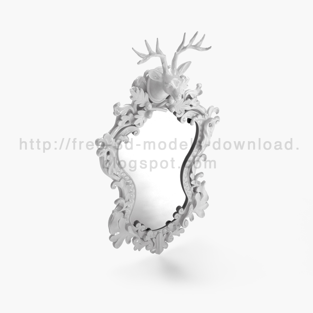 mirror, deer, зеркало, олень, рога, horns, 3d модель, 3d model, скачать бесплатно, white diva, free download, decoration