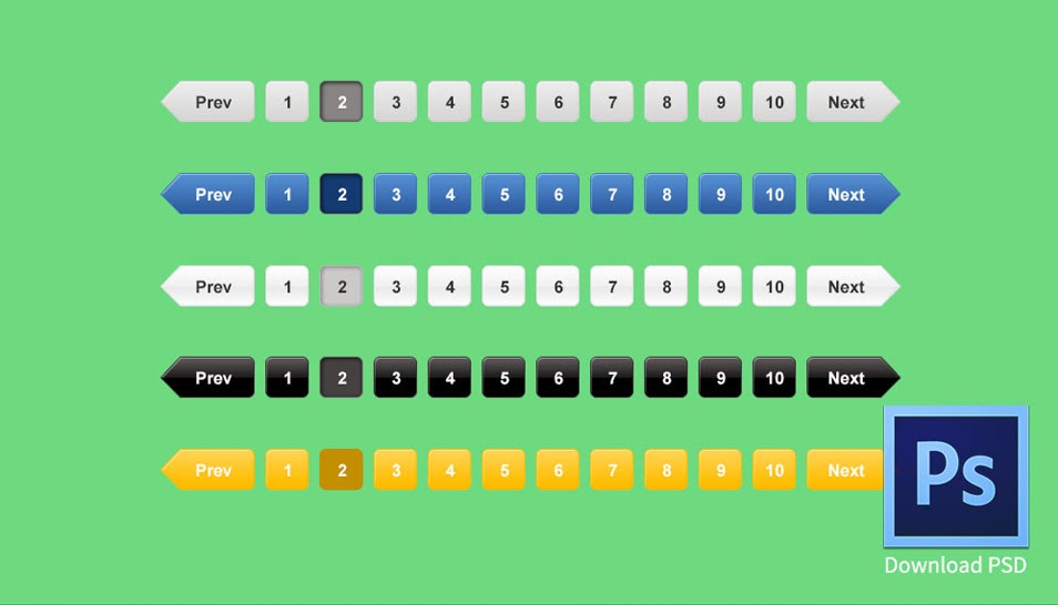 Clean Pagination in 5 colors Clean Pagination in 5 colors
