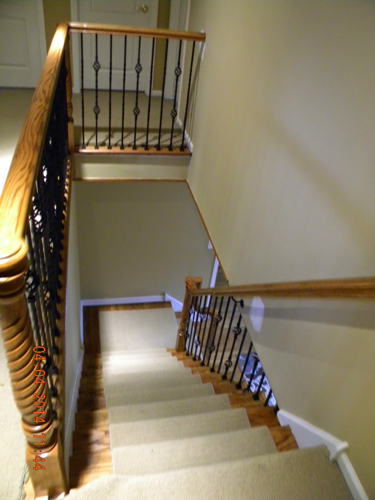 Wood Stairs and Rails and Iron Balusters Wood Handrail With Iron