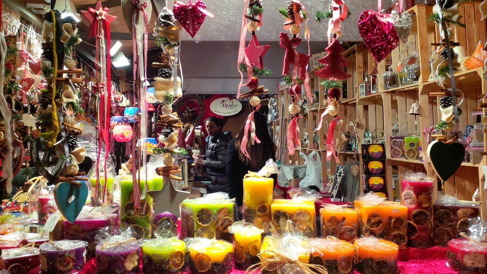 A candles stall at the Christmas market in Verona