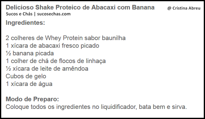 Shake proteico de abacaxi e banana