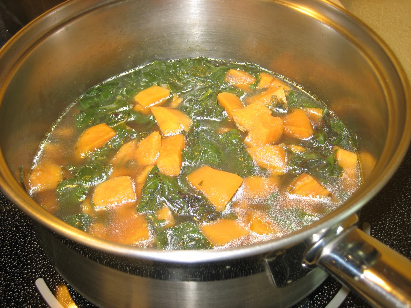 Pureed Pzazz Sweet Potato and Swiss Chard Soup