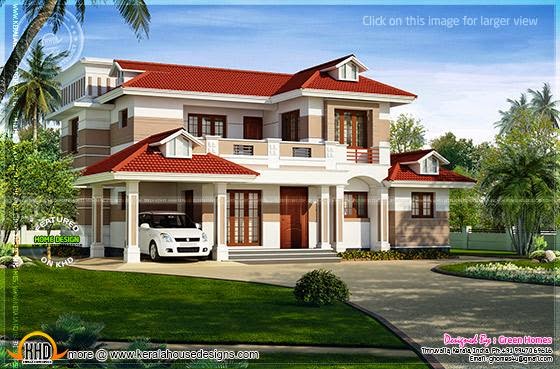 Red roof house design