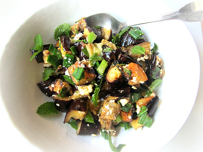 Eggplant Salad w/ Mint, Scallions & Feta