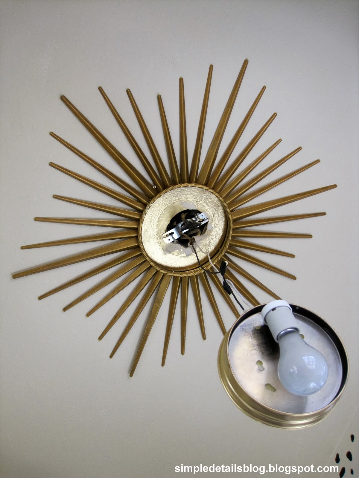 Simple Details: diy gold sunburst flush mount light.