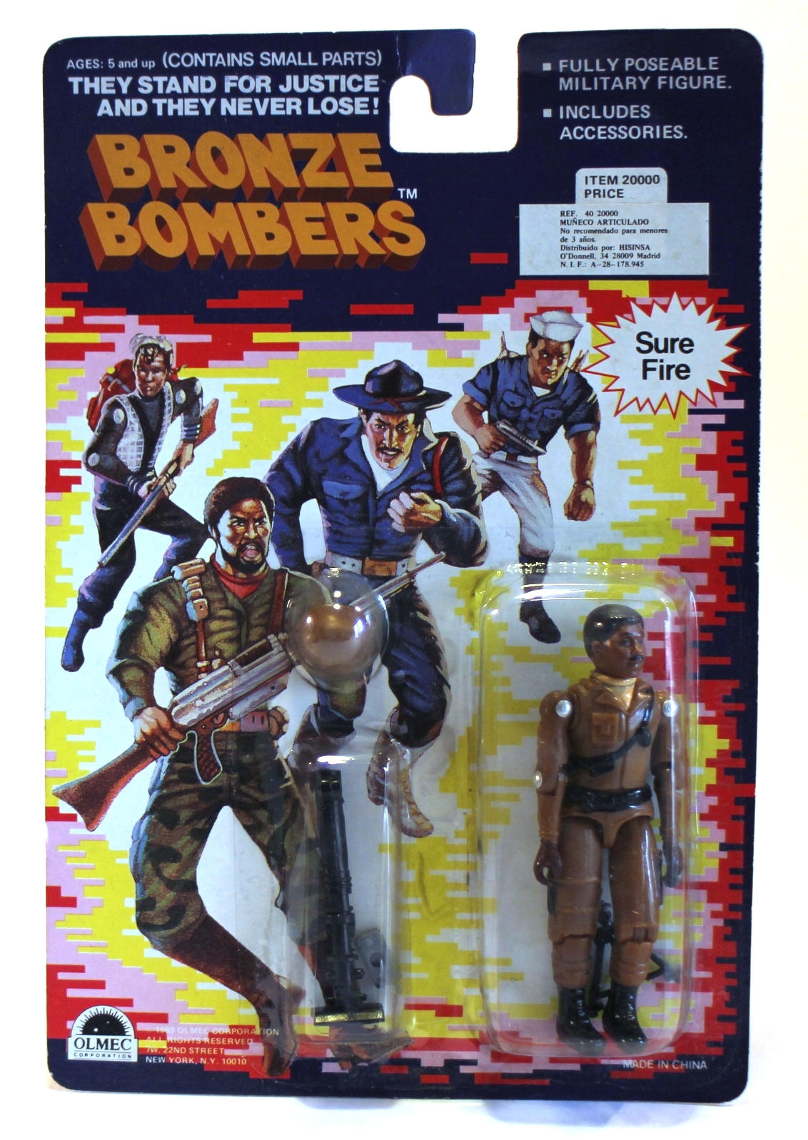 1988 Olmec Corporation Bronze Bombers 3.75" SURE FIRE action figure GI Joe
