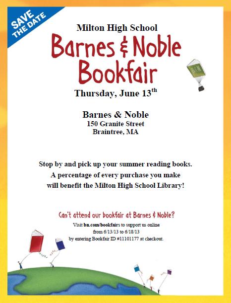 Milton High Happenings Save The Date Barnes Noble Bookfair