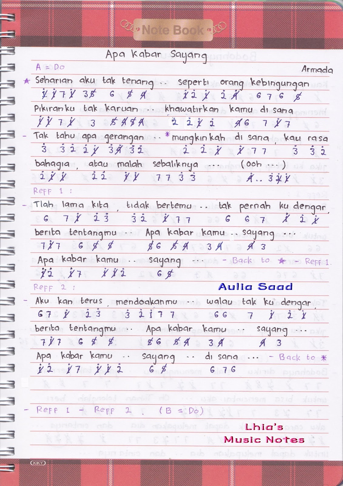 not angka lagu armada | Lhia's Music Notes