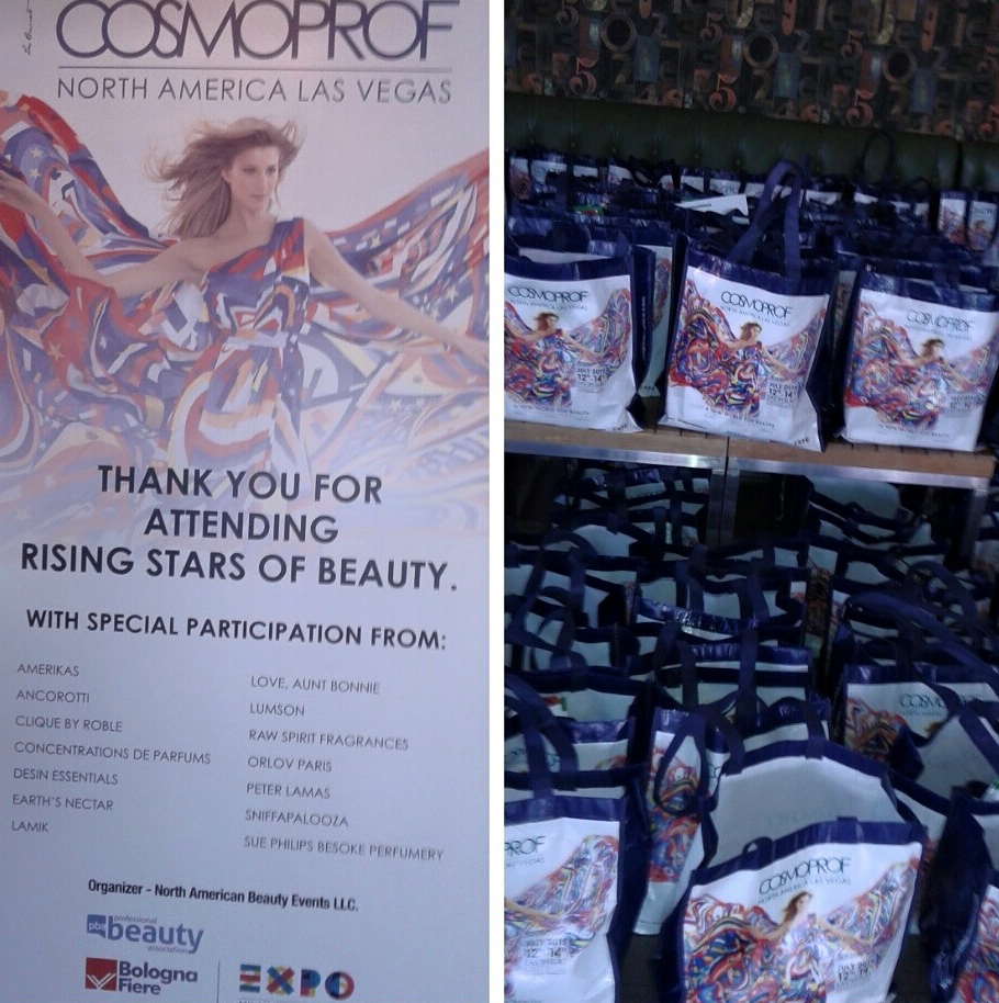 Cosmoprof Rising Stars of Beauty Signage and Swag Bags