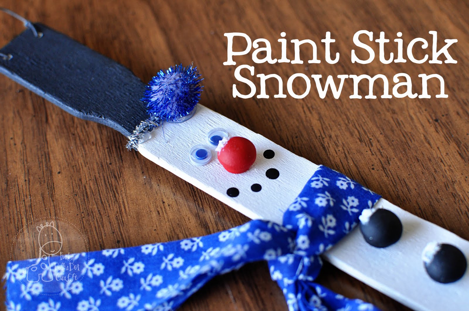 Funky Polkadot Giraffe January Fun Paint Stick Snowman