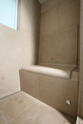 Limestone steam room seat
