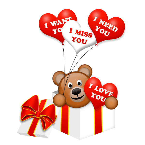 Teddy bear with love messages